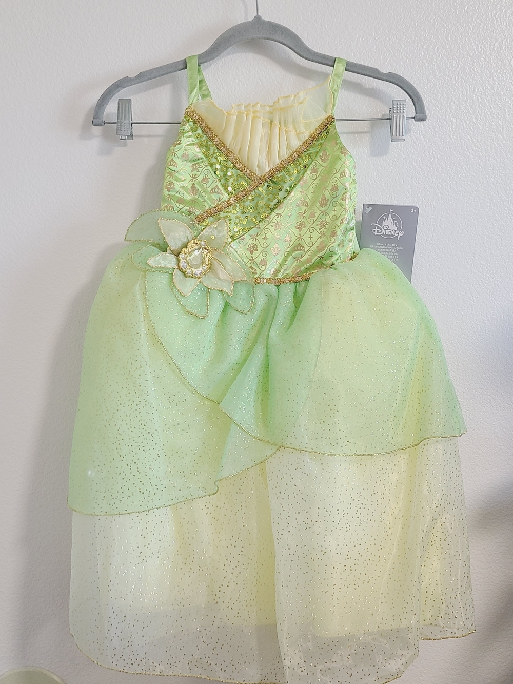 Disney Tiana Light Green and Gold Sparkle Princess Dress